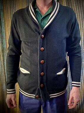 Brave Soul Men's Black and White Cardigan
